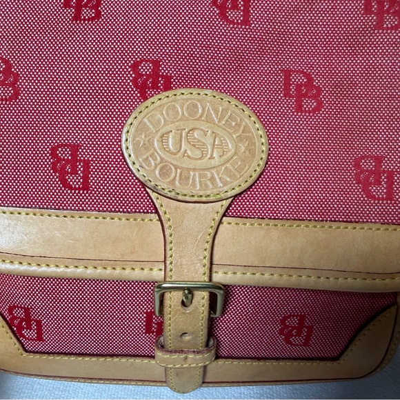 Red & Tan Dooney & Bourke Signature Canvas Vachetta Leather Crossbody bag - Picture 7 of 12
